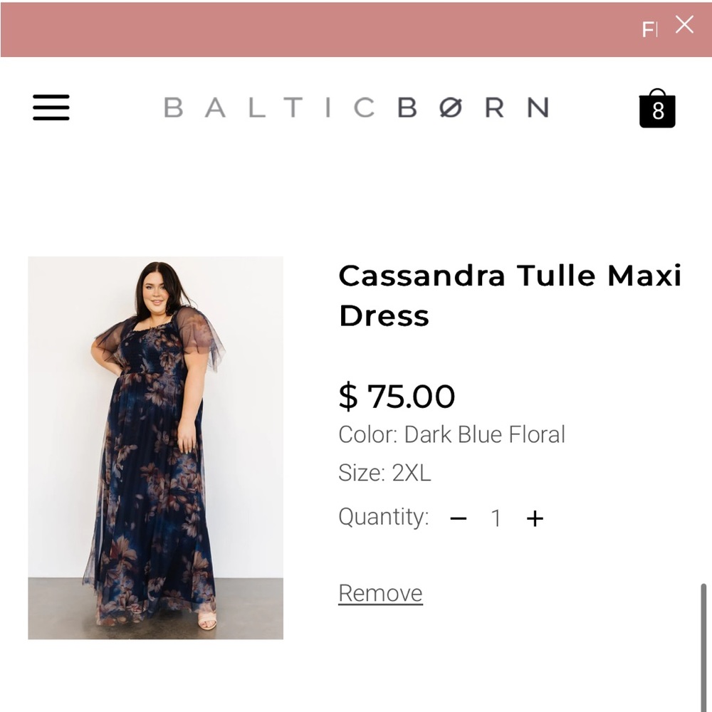 Dark blue floral print dress from Baltic Born size 2XL